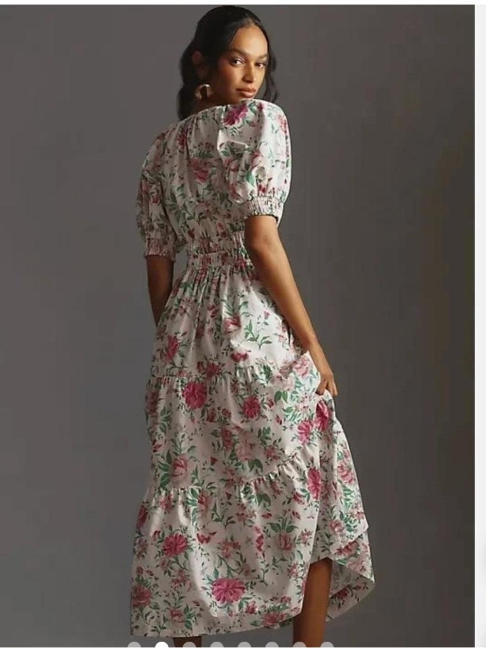 Anthropologie Floral Maxi Dress in Cream and Pink - Picture 2 of 9